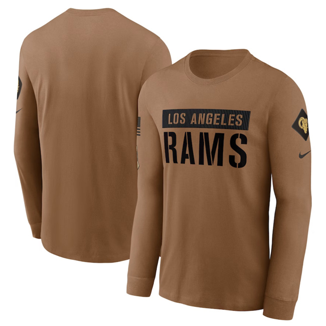 Men's Los Angeles Rams 2023 Brown Salute To Service Long Sleeve T-Shirt - Click Image to Close